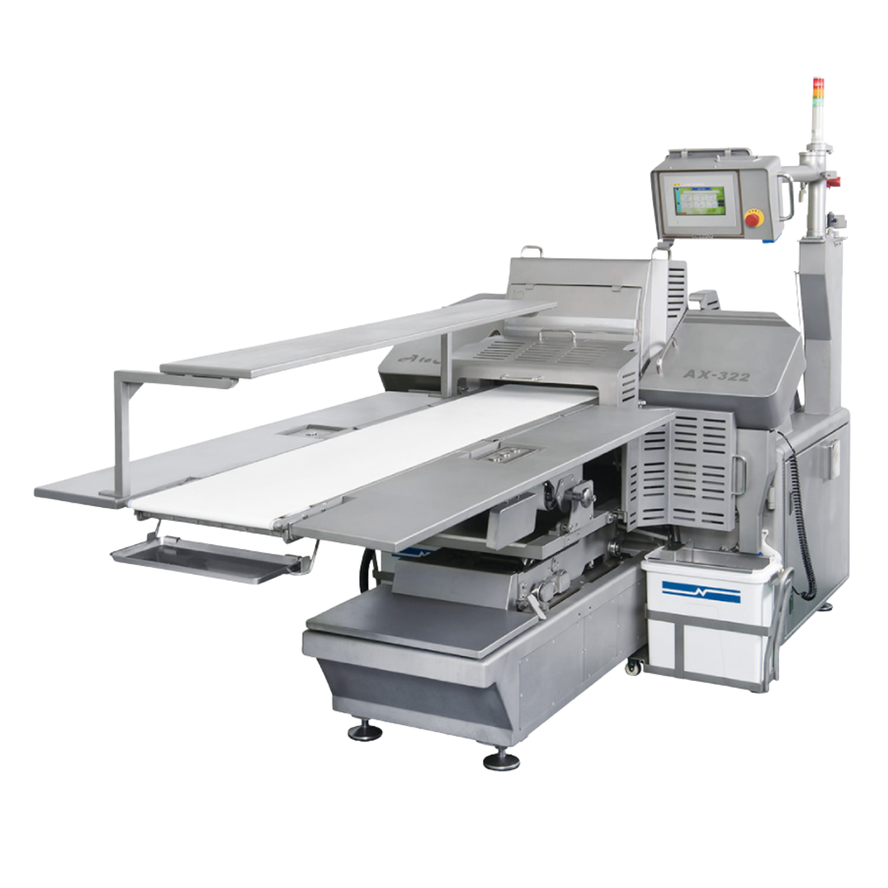 NCI industrial slicer with swing-feed table and touch-panel control
